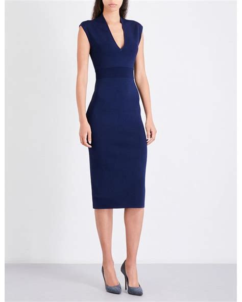 michael kors v-neck fitted stretch-knit dress iris|Stretch Knit Cutout Dress .